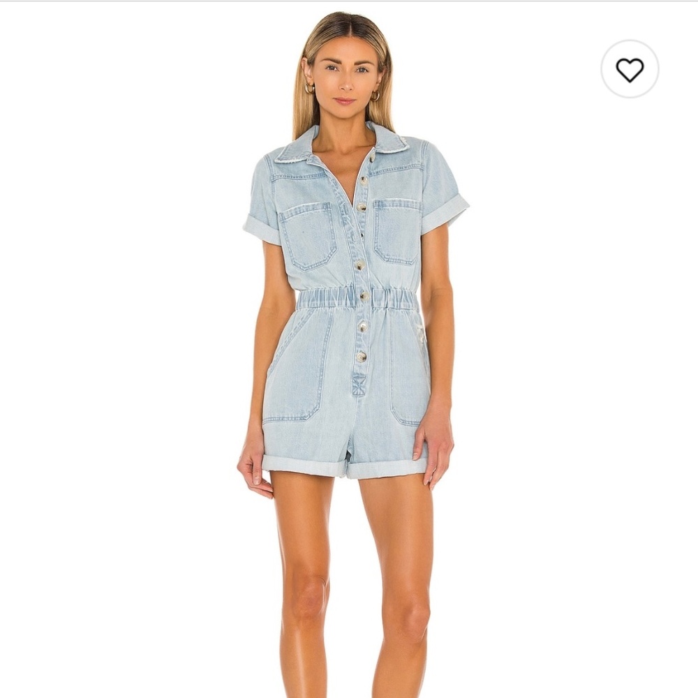 Show Me Your Mumu Denim Cannon Romper (Dockside, Medium)